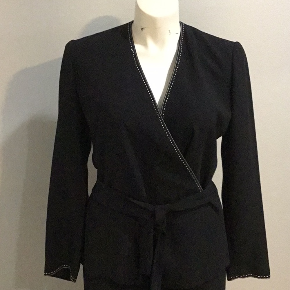 Donna Morgan black two-piece outfit.